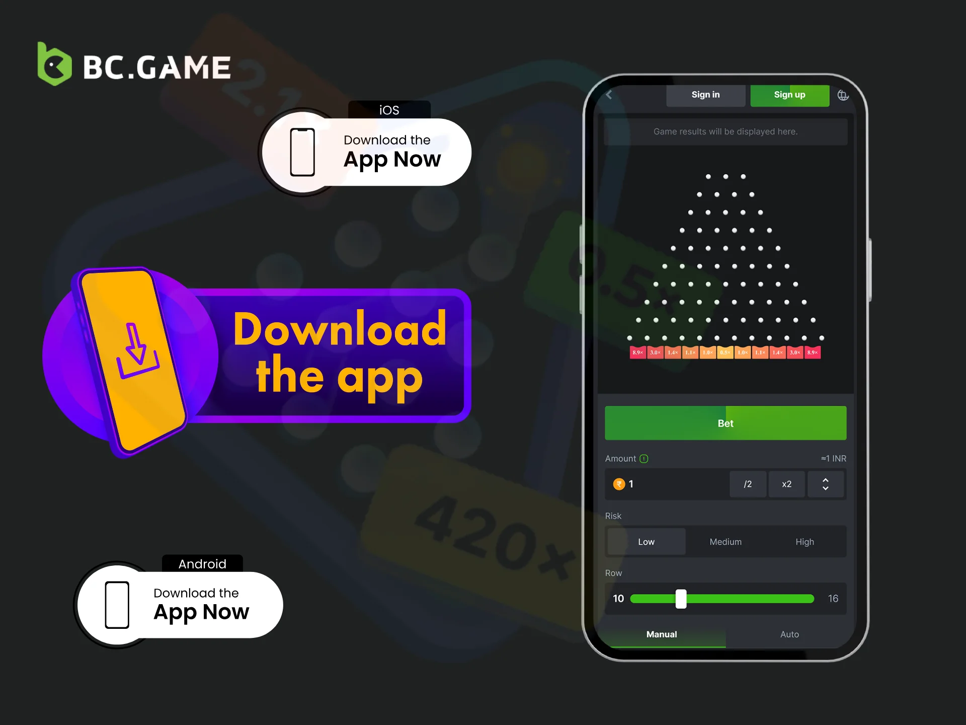 Play BC Game Plinko on Mobile
