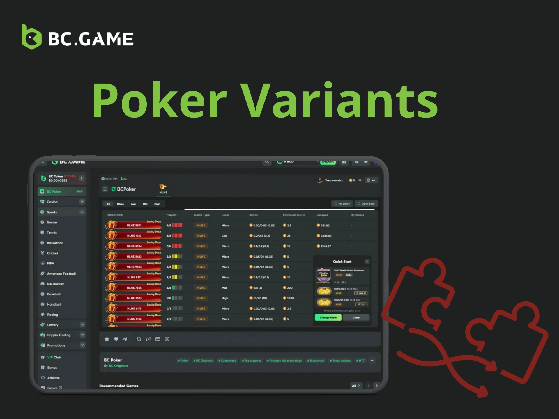 What Poker Variants Are Available on BC Game?